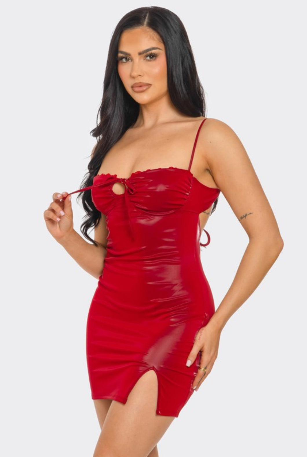 Red Leather Mini Dress