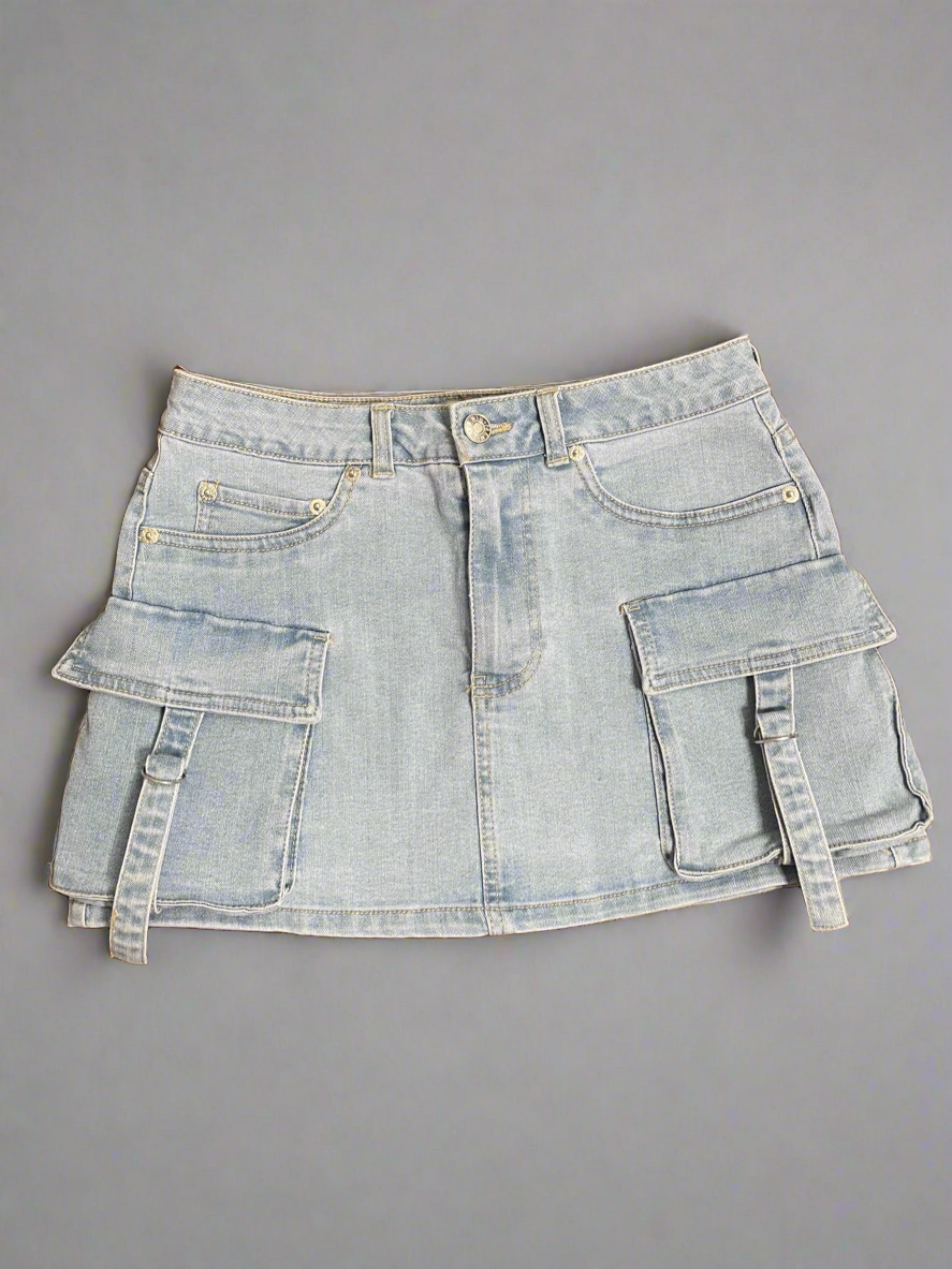 Denim Cargo Skirt