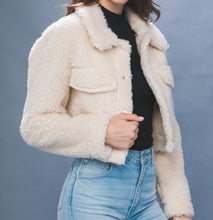 Load image into Gallery viewer, Teddy faux crop jacket
